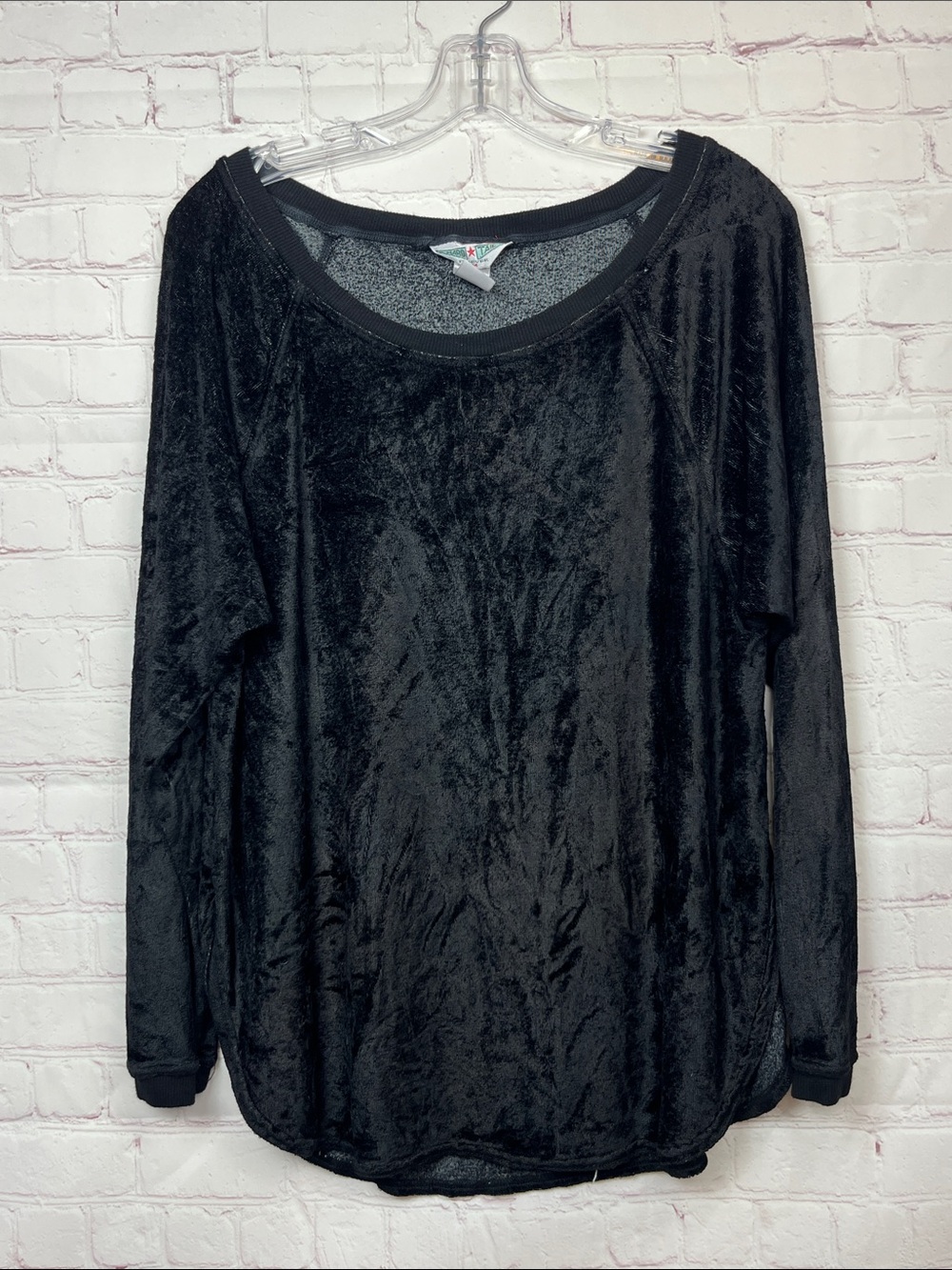 Hard Tail Forever Black Velour Long Sleeve Top